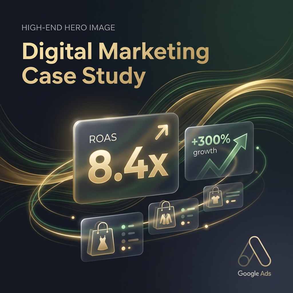 Dashboard με αποτελέσματα ROAS πριν και μετά την βελτιστοποίηση Google Ads για fashion e-shop