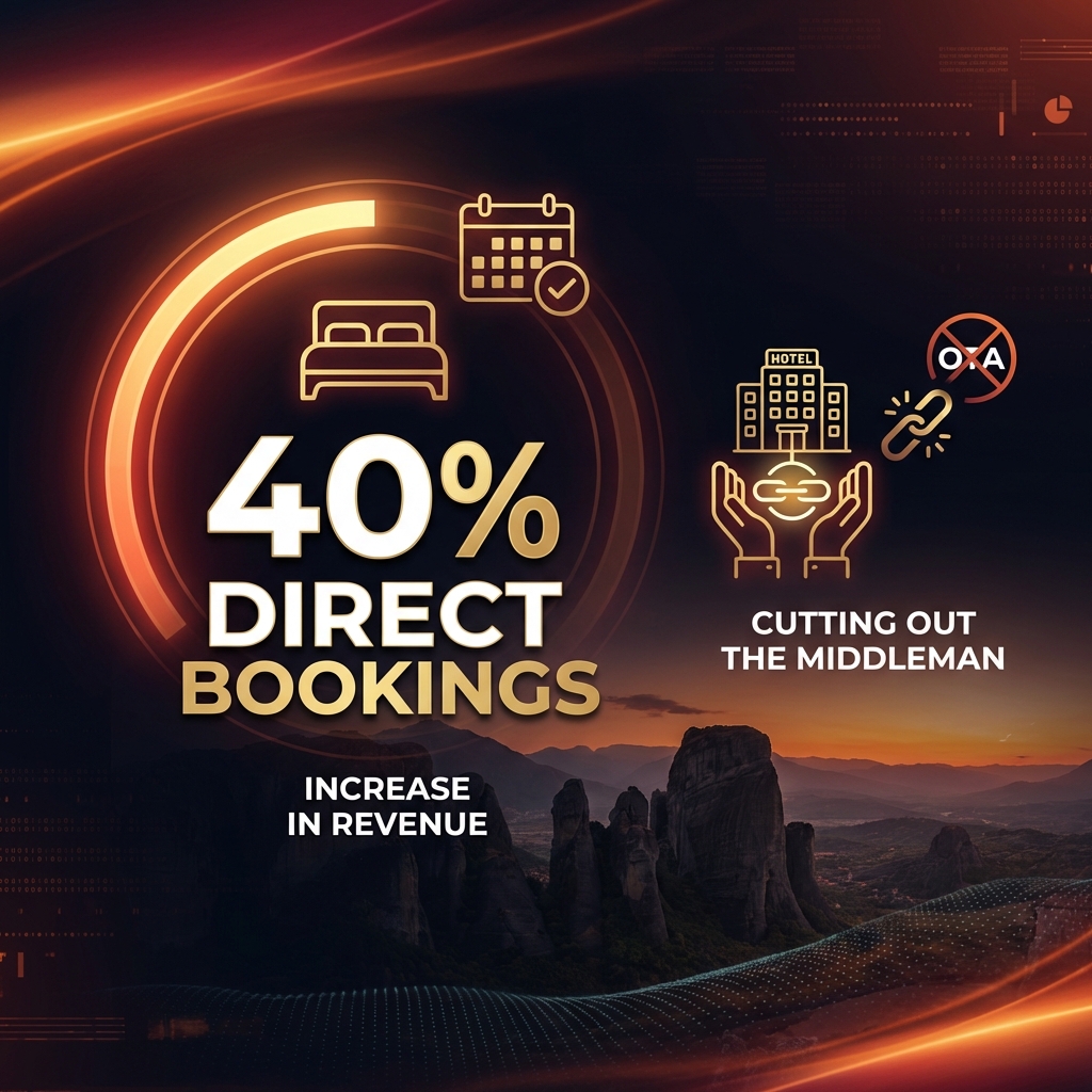 Ξενοδοχείο στα Μετέωρα με θέα τους ιερούς βράχους - Case Study αύξησης direct bookings